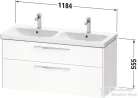 Duravit D-CODE 118,4x46 cm-es 2 fiókos alsószekrény mosdó és csaptelep nélkül, fekete fogantyúval, fényes fehér DC46740BD220000
