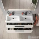 Duravit D-CODE 118,4x46 cm-es 2 fiókos alsószekrény mosdó és csaptelep nélkül, fekete fogantyúval, fényes fehér DC46740BD220000