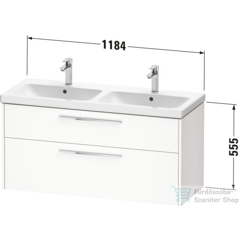 Duravit D-CODE 118,4x46 cm-es 2 fiókos alsószekrény mosdó és csaptelep nélkül, fekete fogantyúval, márványos tölgy DC46740BD550000