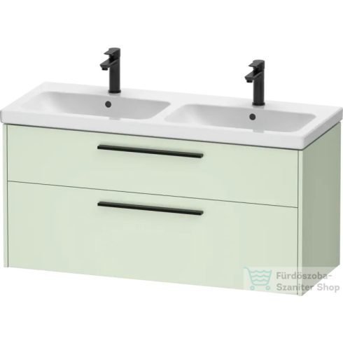 Duravit D-CODE 118,4x46 cm-es 2 fiókos alsószekrény mosdó és csaptelep nélkül, fekete fogantyúval, matt halványzöld DC46740BDHH0000