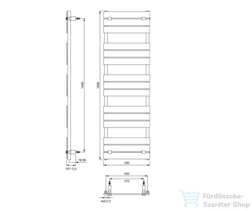 Aqualine BONDECO fürdőszobai radiátor, 500x1606 mm, fehér DC516W