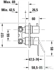 Duravit D-CODE falsík alatti kád/zuhany csaptelep alaptesttel, króm DC5210008010
