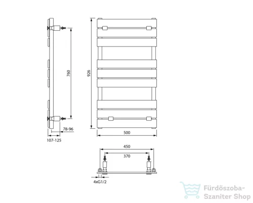 Aqualine BONDECO fürdőszobai radiátor, 500x926 mm, fehér DC592W