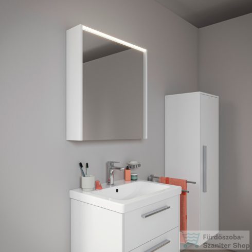 Duravit D-CODE 65x70 cm-es tükrös szekrény világítással, dugaljjal, balos, matt fehér DC7105L18180000