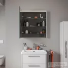 Duravit D-CODE 65x70 cm-es tükrös szekrény világítással, dugaljjal, balos, matt bazalt DC7105L43430000