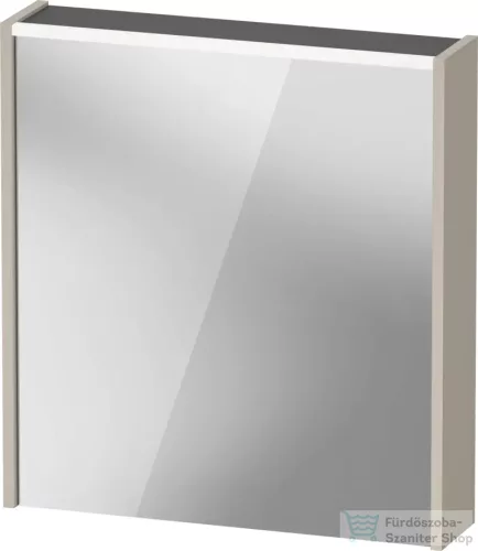 Duravit D-CODE 65x70 cm-es tükrös szekrény világítással, dugaljjal, balos, matt taupe DC7105L91910000