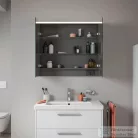 Duravit D-CODE 80x70 cm-es 2 ajtós tükrös szekrény világítással, dugaljjal, matt fehér DC7106018180000