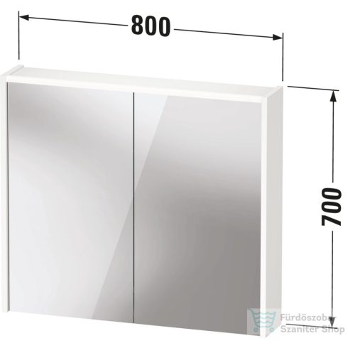 Duravit D-CODE 80x70 cm-es 2 ajtós tükrös szekrény világítással, dugaljjal, matt bazalt DC7106043430000