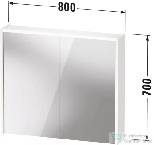 Duravit D-CODE 80x70 cm-es 2 ajtós tükrös szekrény világítással, dugaljjal, matt antracit DC7106049490000