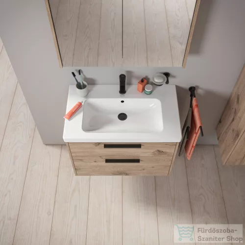 Duravit D-CODE 80x70 cm-es 2 ajtós tükrös szekrény világítással, dugaljjal, márványos tölgy DC7106055550000