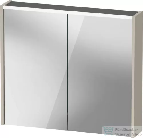 Duravit D-CODE 80x70 cm-es 2 ajtós tükrös szekrény világítással, dugaljjal, matt taupe DC7106091910000