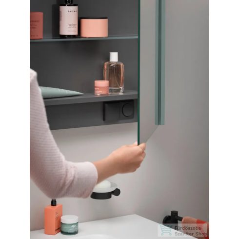 Duravit D-CODE 80x70 cm-es 2 ajtós tükrös szekrény világítással, dugaljjal, matt fjord zöld DC71060HGHG0000