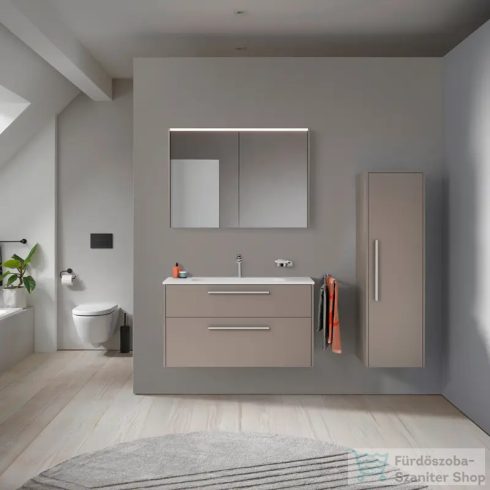 Duravit D-CODE 100x70 cm-es 2 ajtós tükrös szekrény világítással, dugaljjal, matt bazalt DC7107043430000