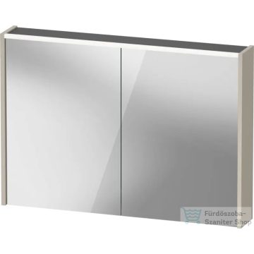   Duravit D-CODE 100x70 cm-es 2 ajtós tükrös szekrény világítással, dugaljjal, matt taupe DC7107091910000
