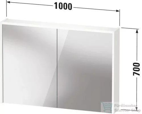 Duravit D-CODE 100x70 cm-es 2 ajtós tükrös szekrény világítással, dugaljjal, matt halványzöld DC71070HHHH0000