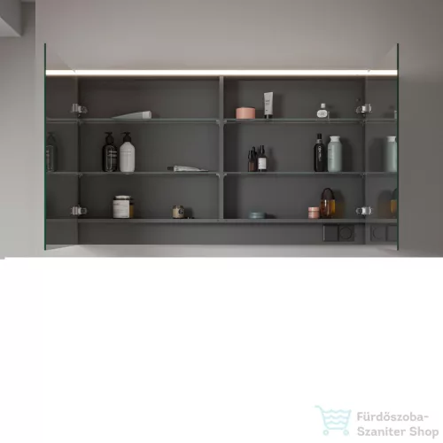 Duravit D-CODE 120x70 cm-es 2 ajtós tükrös szekrény világítással, dugaljjal, matt bazalt DC7108043430000