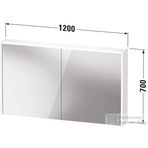 Duravit D-CODE 120x70 cm-es 2 ajtós tükrös szekrény világítással, dugaljjal, matt grafit DC7108049490000