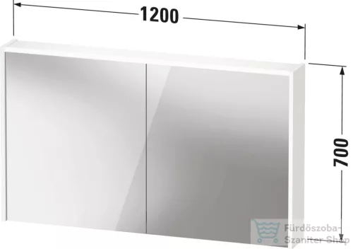 Duravit D-CODE 120x70 cm-es 2 ajtós tükrös szekrény világítással, dugaljjal, matt grafit DC7108049490000