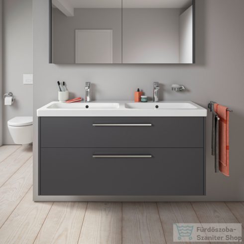 Duravit D-CODE 120x70 cm-es 2 ajtós tükrös szekrény világítással, dugaljjal, matt grafit DC7108049490000