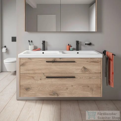 Duravit D-CODE 120x70 cm-es 2 ajtós tükrös szekrény világítással, dugaljjal, márványos tölgy DC7108055550000