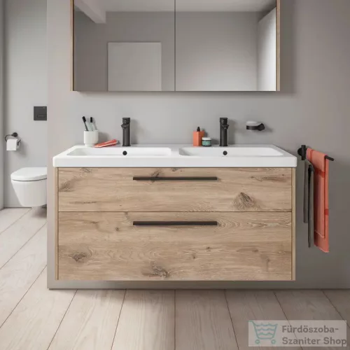 Duravit D-CODE 120x70 cm-es 2 ajtós tükrös szekrény világítással, dugaljjal, márványos tölgy DC7108055550000
