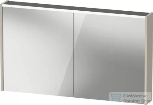 Duravit D-CODE 120x70 cm-es 2 ajtós tükrös szekrény világítással, dugaljjal, matt taupe DC7108091910000