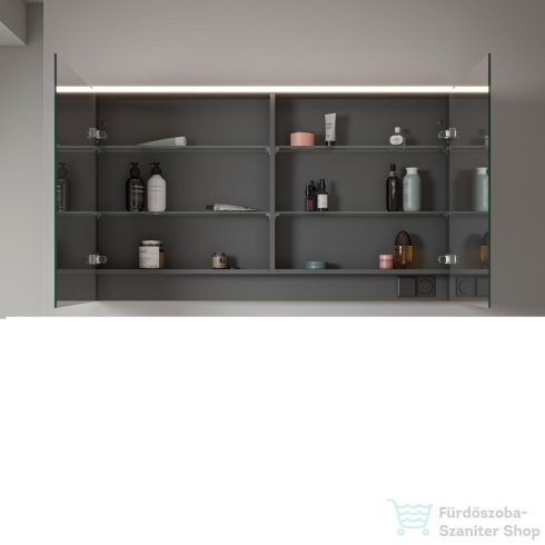 Duravit D-CODE 120x70 cm-es 2 ajtós tükrös szekrény világítással, dugaljjal, matt taupe DC7108091910000