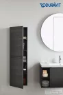 Duravit D-NEO 132x40x24 cm-es 1 ajtós félmagas szekrény fekete fogantyúval, matt fekete tölgy DE011801616