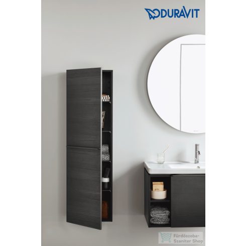 Duravit D-NEO 132x40x24 cm-es 1 ajtós félmagas szekrény fekete fogantyúval, matt fekete tölgy DE011801616