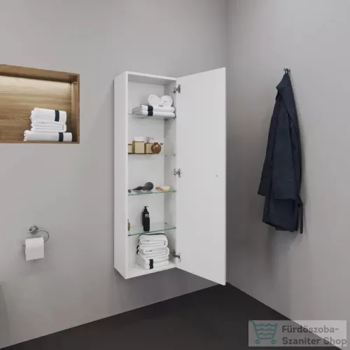 Duravit D-NEO 132x40x24 cm-es 1 ajtós félmagas szekrény fekete fogantyúval, fényes fehér DE011802222