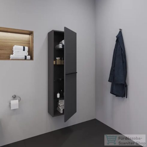 Duravit D-NEO 132x40x24 cm-es 1 ajtós félmagas szekrény fekete fogantyúval, matt grafit DE011804949