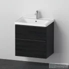 Duravit D-NEO 65x48 cm-es, 2 fiókos alsószekrény-1 csaplyukas mosdó kombináció, csaptelep nélkül, matt fekete tölgy DE012001616