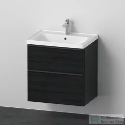   Duravit D-NEO 65x48 cm-es, 2 fiókos alsószekrény-1 csaplyukas mosdó kombináció, csaptelep nélkül, matt fekete tölgy DE012001616