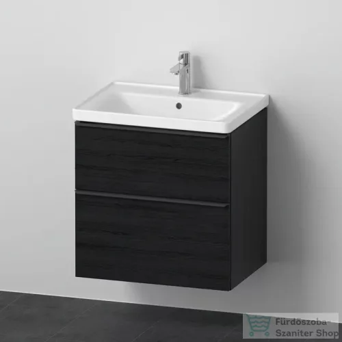 Duravit D-NEO 65x48 cm-es, 2 fiókos alsószekrény-1 csaplyukas mosdó kombináció, csaptelep nélkül, matt fekete tölgy DE012001616