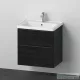 Duravit D-NEO 65x48 cm-es, 2 fiókos alsószekrény-1 csaplyukas mosdó kombináció, csaptelep nélkül, matt fekete tölgy DE012001616