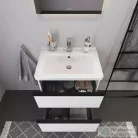 Duravit D-NEO 65x48 cm-es, 2 fiókos alsószekrény-1 csaplyukas mosdó kombináció, csaptelep nélkül, matt fehér DE012001818
