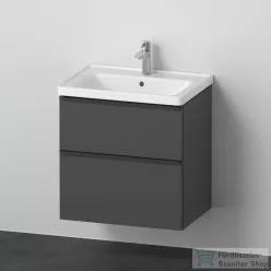   Duravit D-NEO 65x48 cm-es, 2 fiókos alsószekrény-1 csaplyukas mosdó kombináció, csaptelep nélkül, matt grafit DE012004949