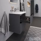 Duravit D-NEO 65x48 cm-es, 2 fiókos alsószekrény-1 csaplyukas mosdó kombináció, csaptelep nélkül, matt grafit DE012004949