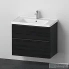 Duravit D-NEO 80x48 cm-es, 2 fiókos alsószekrény-1 csaplyukas mosdó kombináció, csaptelep nélkül, matt fekete tölgy DE012101616
