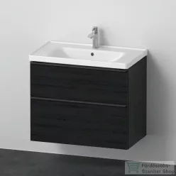   Duravit D-NEO 80x48 cm-es, 2 fiókos alsószekrény-1 csaplyukas mosdó kombináció, csaptelep nélkül, matt fekete tölgy DE012101616