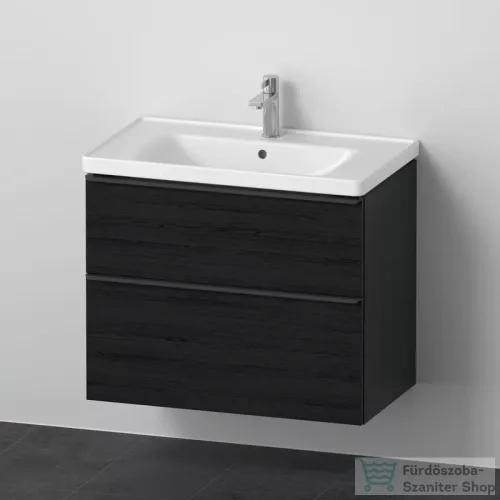 Duravit D-NEO 80x48 cm-es, 2 fiókos alsószekrény-1 csaplyukas mosdó kombináció, csaptelep nélkül, matt fekete tölgy DE012101616