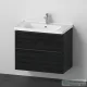 Duravit D-NEO 80x48 cm-es, 2 fiókos alsószekrény-1 csaplyukas mosdó kombináció, csaptelep nélkül, matt fekete tölgy DE012101616