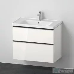   Duravit D-NEO 80x48 cm-es, 2 fiókos alsószekrény-1 csaplyukas mosdó kombináció, csaptelep nélkül, fényes fehér DE012102222