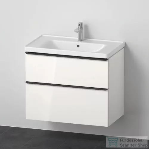 Duravit D-NEO 80x48 cm-es, 2 fiókos alsószekrény-1 csaplyukas mosdó kombináció, csaptelep nélkül, fényes fehér DE012102222