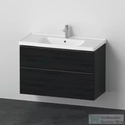   Duravit D-NEO 100x48 cm-es, 2 fiókos alsószekrény-1 csaplyukas mosdó kombináció, csaptelep nélkül, matt fekete tölgy DE012201616