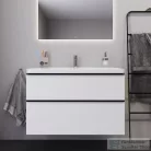Duravit D-NEO 100x48 cm-es, 2 fiókos alsószekrény-1 csaplyukas mosdó kombináció, csaptelep nélkül, matt fehér DE012201818