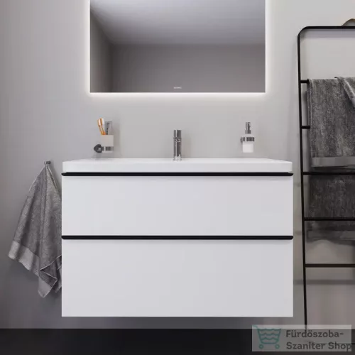 Duravit D-NEO 100x48 cm-es, 2 fiókos alsószekrény-1 csaplyukas mosdó kombináció, csaptelep nélkül, matt fehér DE012201818