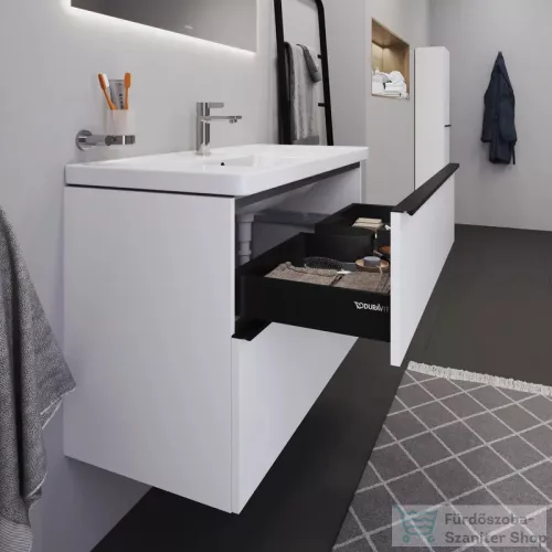 Duravit D-NEO 100x48 cm-es, 2 fiókos alsószekrény-1 csaplyukas mosdó kombináció, csaptelep nélkül, matt fehér DE012201818