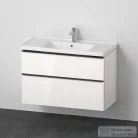 Duravit D-NEO 100x48 cm-es, 2 fiókos alsószekrény-1 csaplyukas mosdó kombináció, csaptelep nélkül, fényes fehér DE012202222