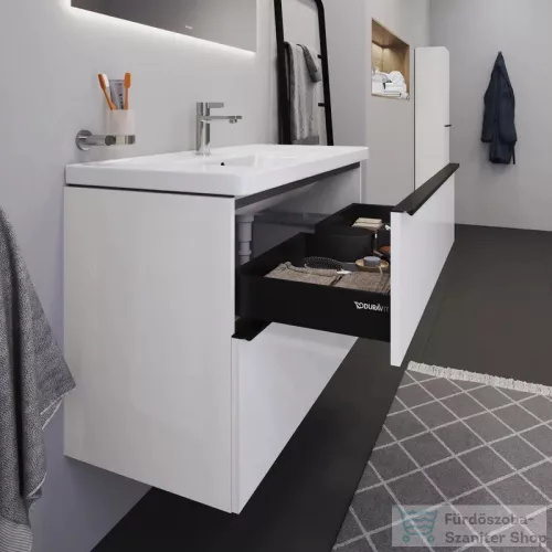 Duravit D-NEO 100x48 cm-es, 2 fiókos alsószekrény-1 csaplyukas mosdó kombináció, csaptelep nélkül, fényes fehér DE012202222